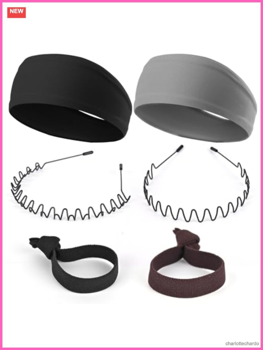 Men's Metal Hair Headband Neutral Wavy Spring 6-Piece Set Running Cycling Yoga